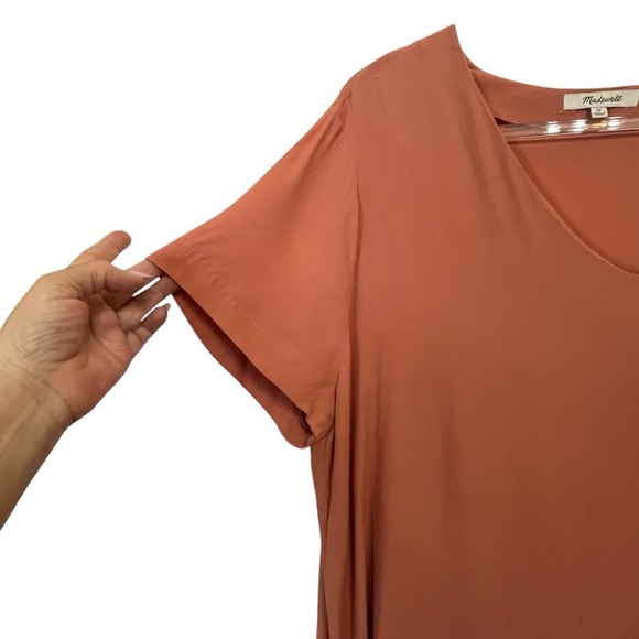 Madewell Terracotta Fall V Neck Side Button Casual Loose Shift Easy Dress SZ 2X - Picture 7 of 12